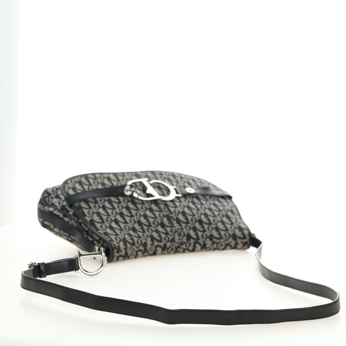 Christian Dior Vintage Cd Flap Messenger Diorissimo Canvas Black Canvas Shoulder Bag Bag (Pre-Owned)
