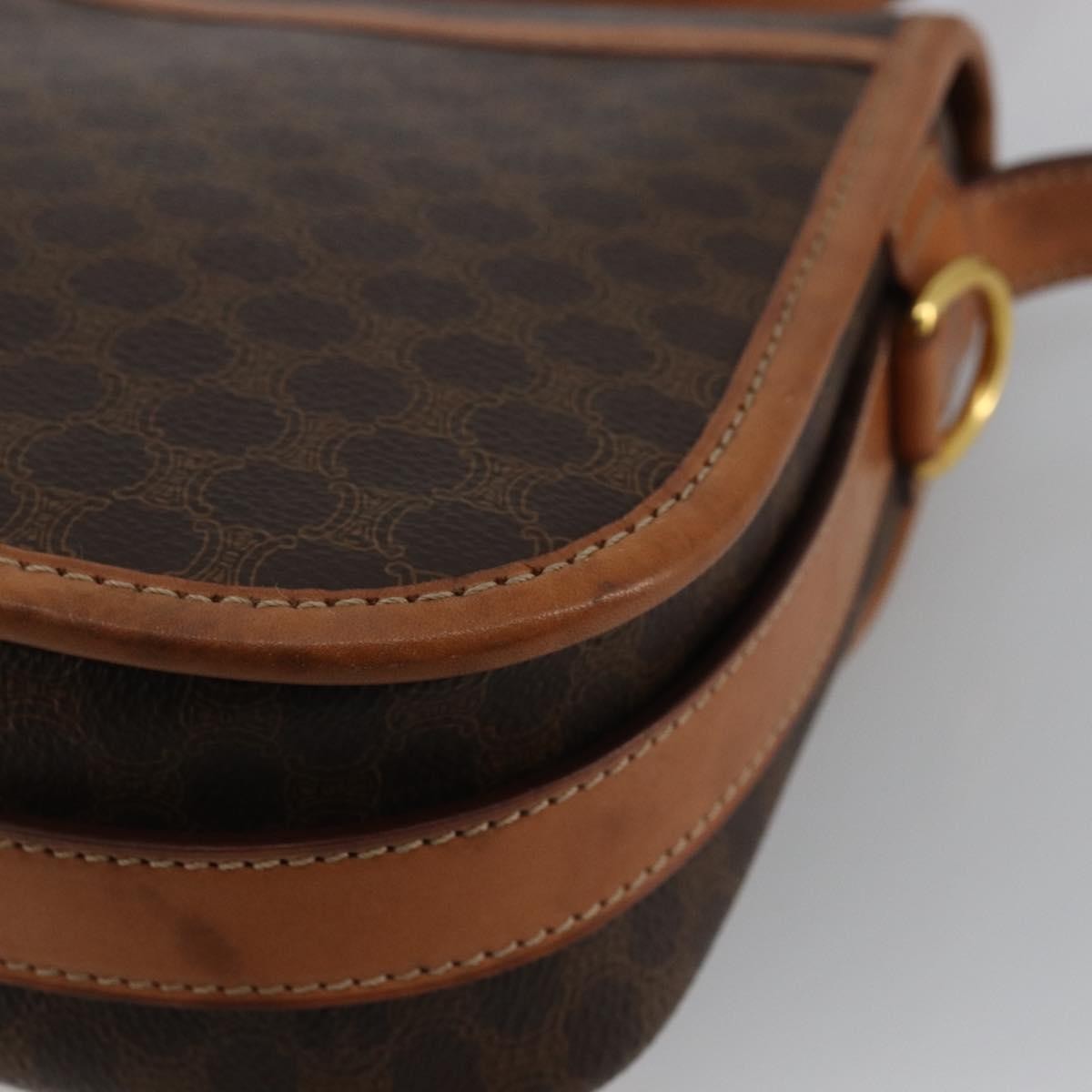 Celine Vintage Macadam Canvas And Leather Brown Canvas Shoulder Bag Bag (Pre-Owned)