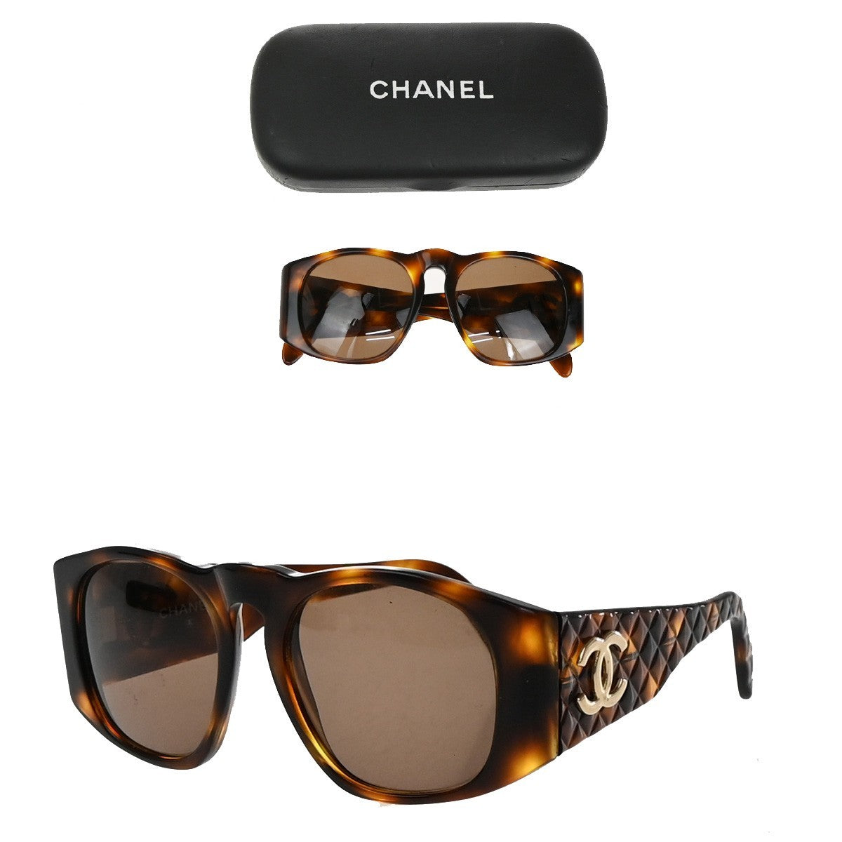 Chanel Cc Logo Matelasse Sunglasses Eye Wear Plastic Brown Plastic Sunglasse Accessory (Pre-Owned)