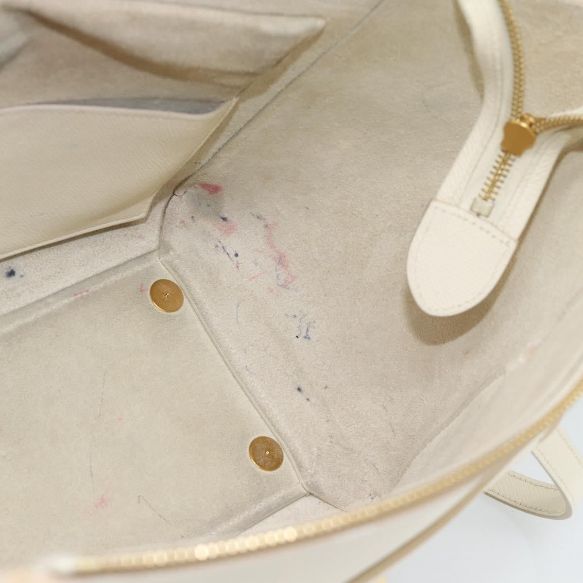 Celine Belt Textured Leather White Leather Handbag (Pre-Owned)