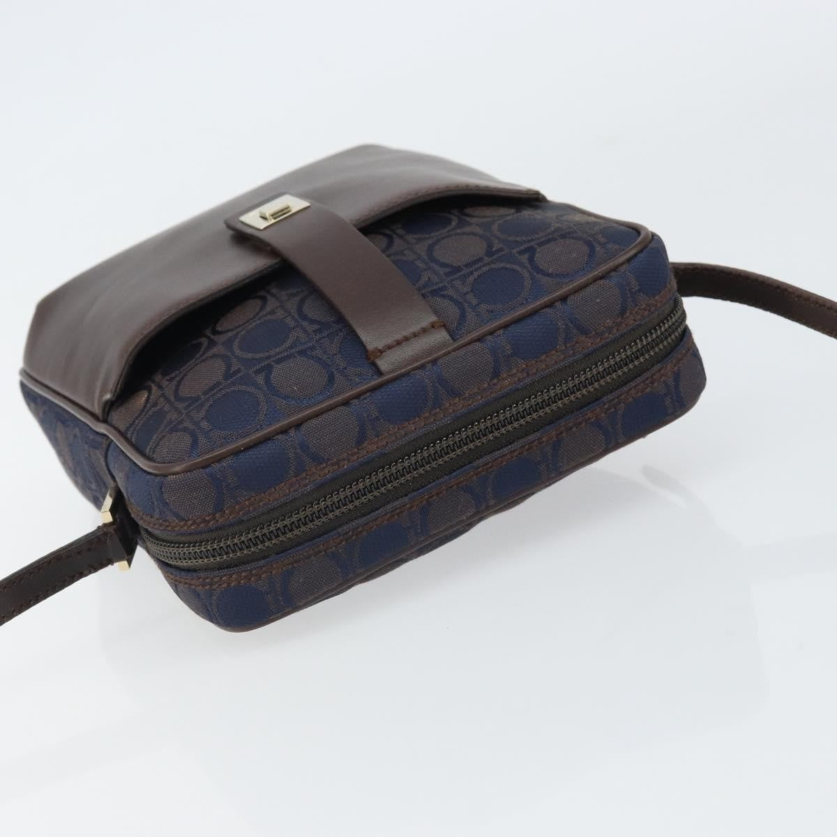 Salvatore Ferragamo Gancini Nylon Navy Nylon Shoulder Bag Bag (Pre-Owned)