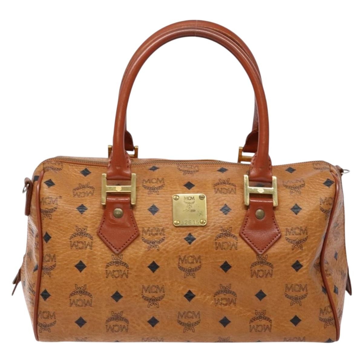 MCM Visetos Logogramme Leather Brown Leather Handbag (Pre-Owned)
