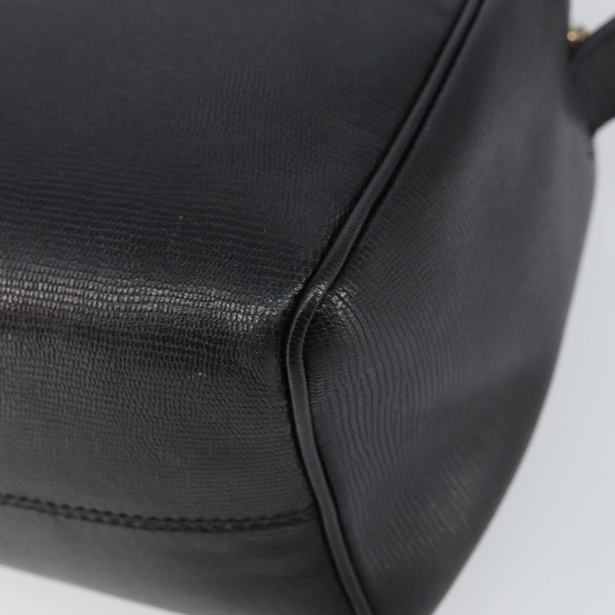 Celine Circle Logo Leather Black Leather Shoulder Bag Bag (Pre-Owned)