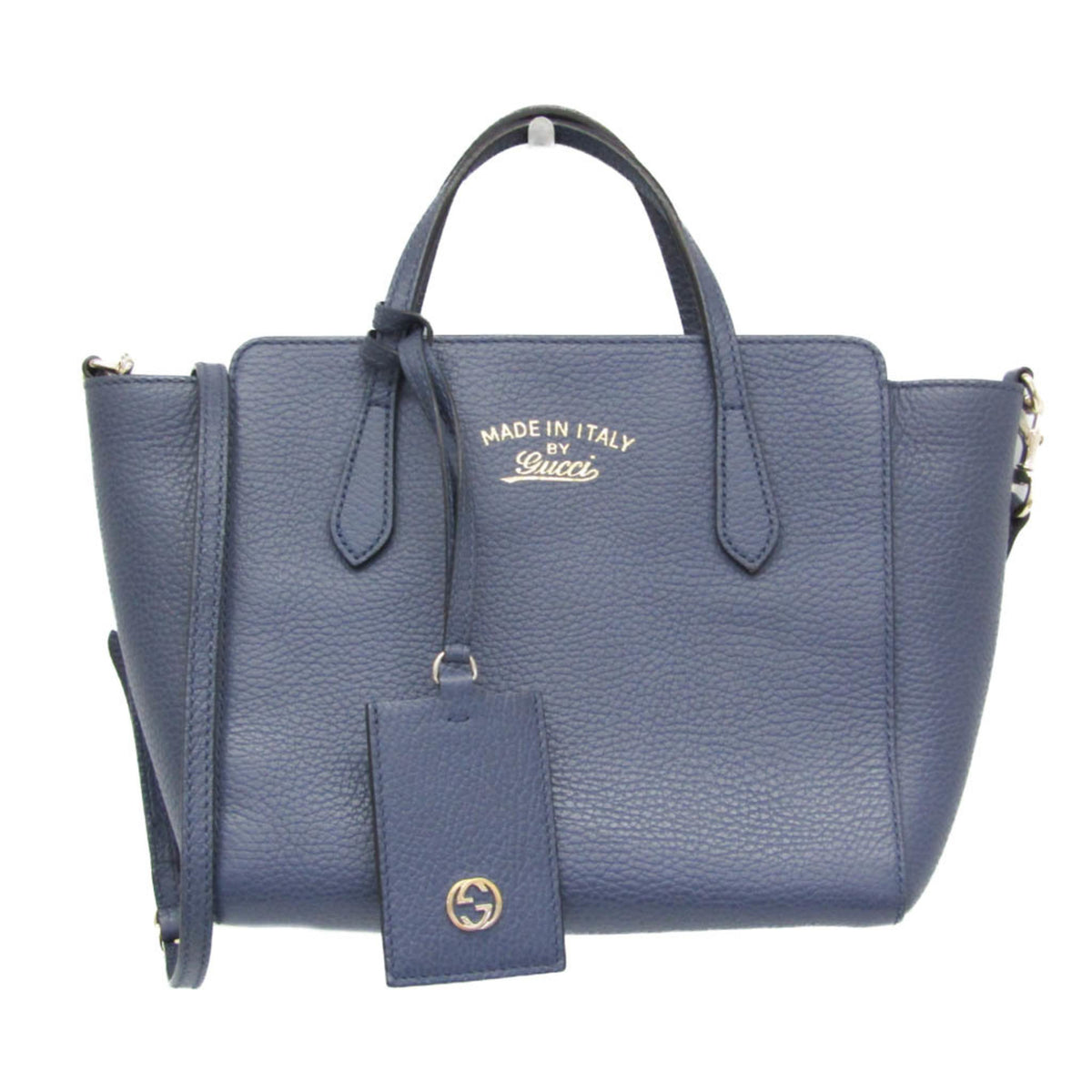 Gucci Swing Leather Blue Leather Tote Bag Bag (Pre-Owned)