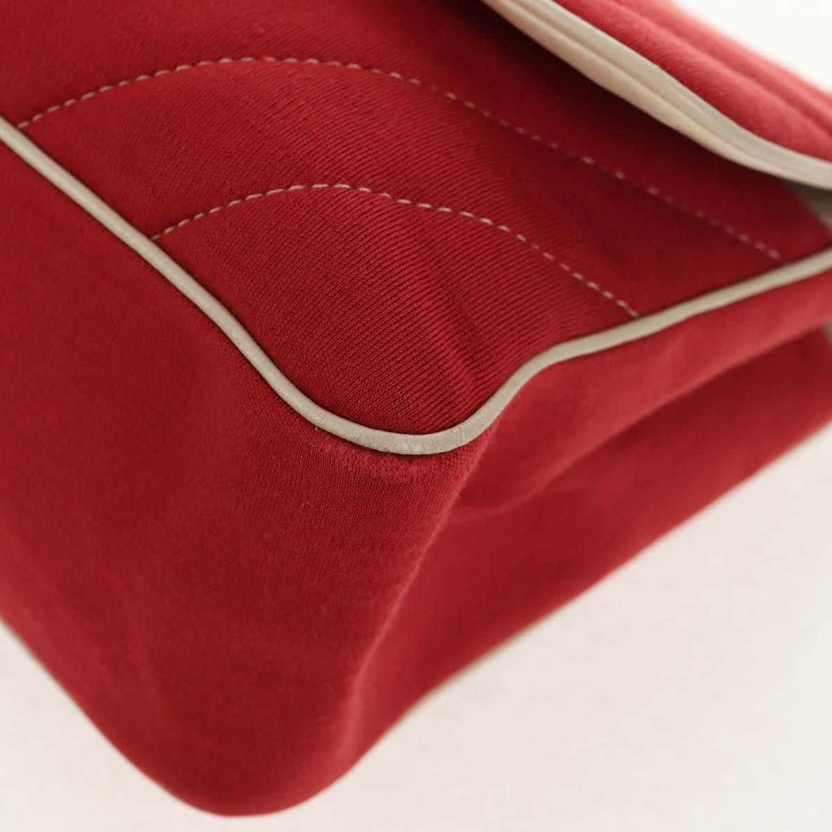 Chanel Leo Lion Flap Chevron Jersey Red Cotton Shoulder Bag Bag (Pre-Owned)