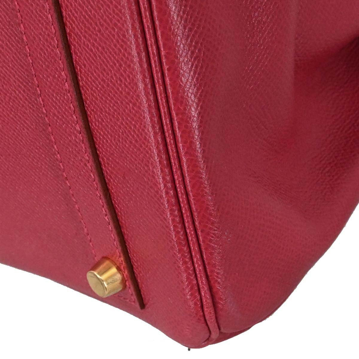 Hermes Birkin Red Courchevel With Gold Hardware Red Leather Handbag (Pre-Owned)