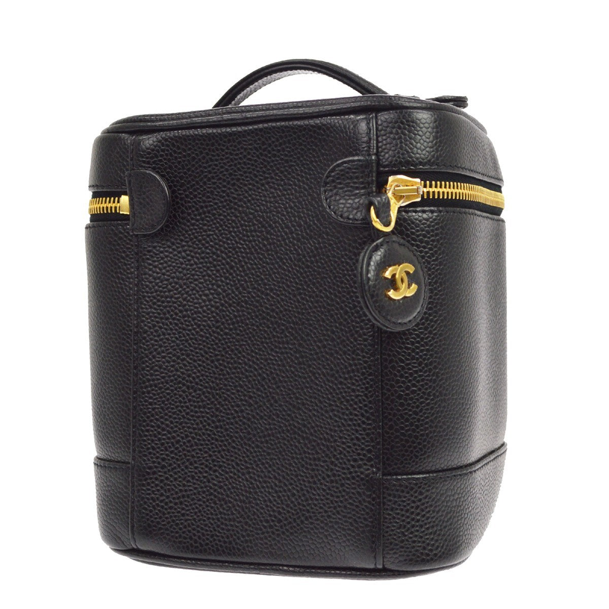 Chanel Vintage Timeless Vanity Case Caviar Black Leather Clutche & Pouche Bag (Pre-Owned)