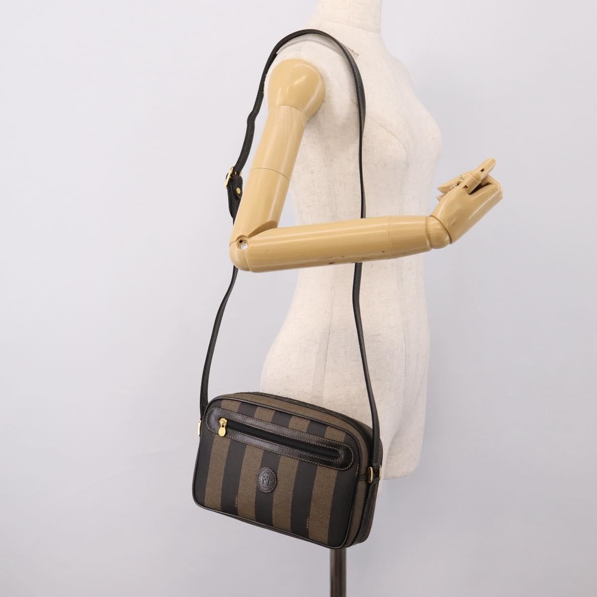 Fendi Vintage Pequin Front Pocket Coated Canvas Brown Canvas Crossbody Bag Bag (Pre-Owned)