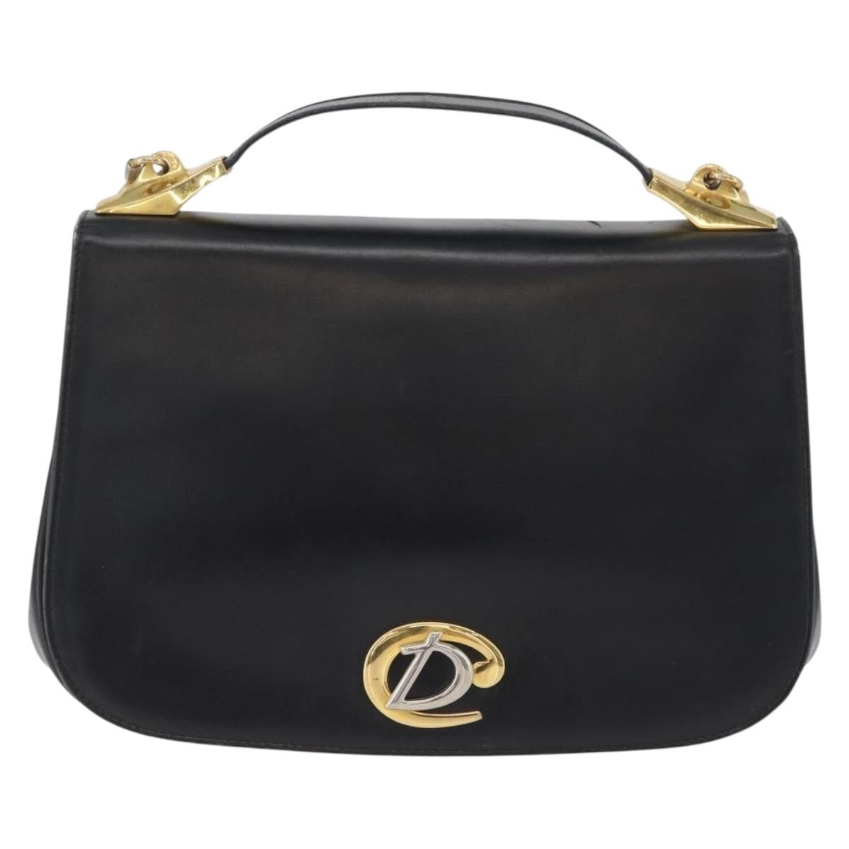 Christian Dior Vintage Cd Logo Leather Black Leather Shoulder Bag Bag (Pre-Owned)
