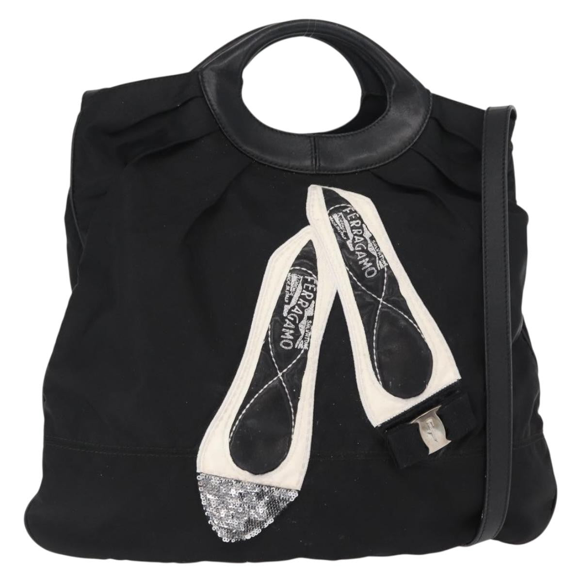Salvatore Ferragamo Vala Tote Nylon Black Nylon Tote Bag Bag (Pre-Owned)