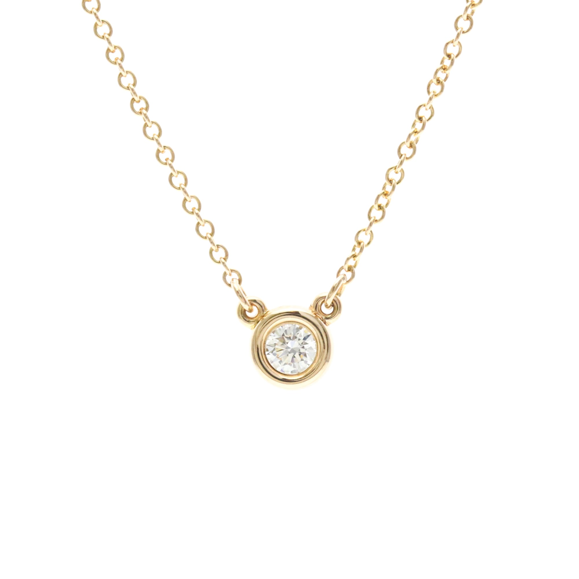 Tiffany & Co. Elsa Peretti Diamonds By The Yard 18K Rose Gold With Diamond Gold Pink_Gold Necklace Jewelry (Pre-Owned)