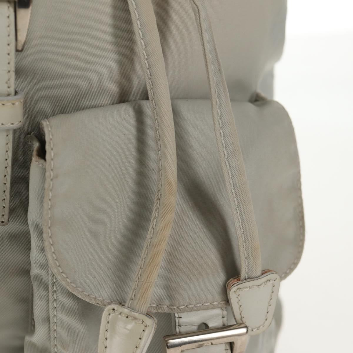Prada Double Pocket Backpack Chain Shoulder Re-Nylon Gray Nylon Backpack Bag (Pre-Owned)
