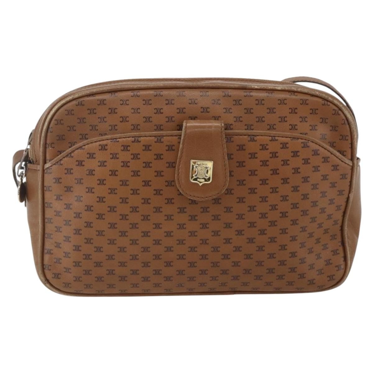 Celine Vintage Macadam Canvas And Leather Brown Canvas Shoulder Bag Bag (Pre-Owned)