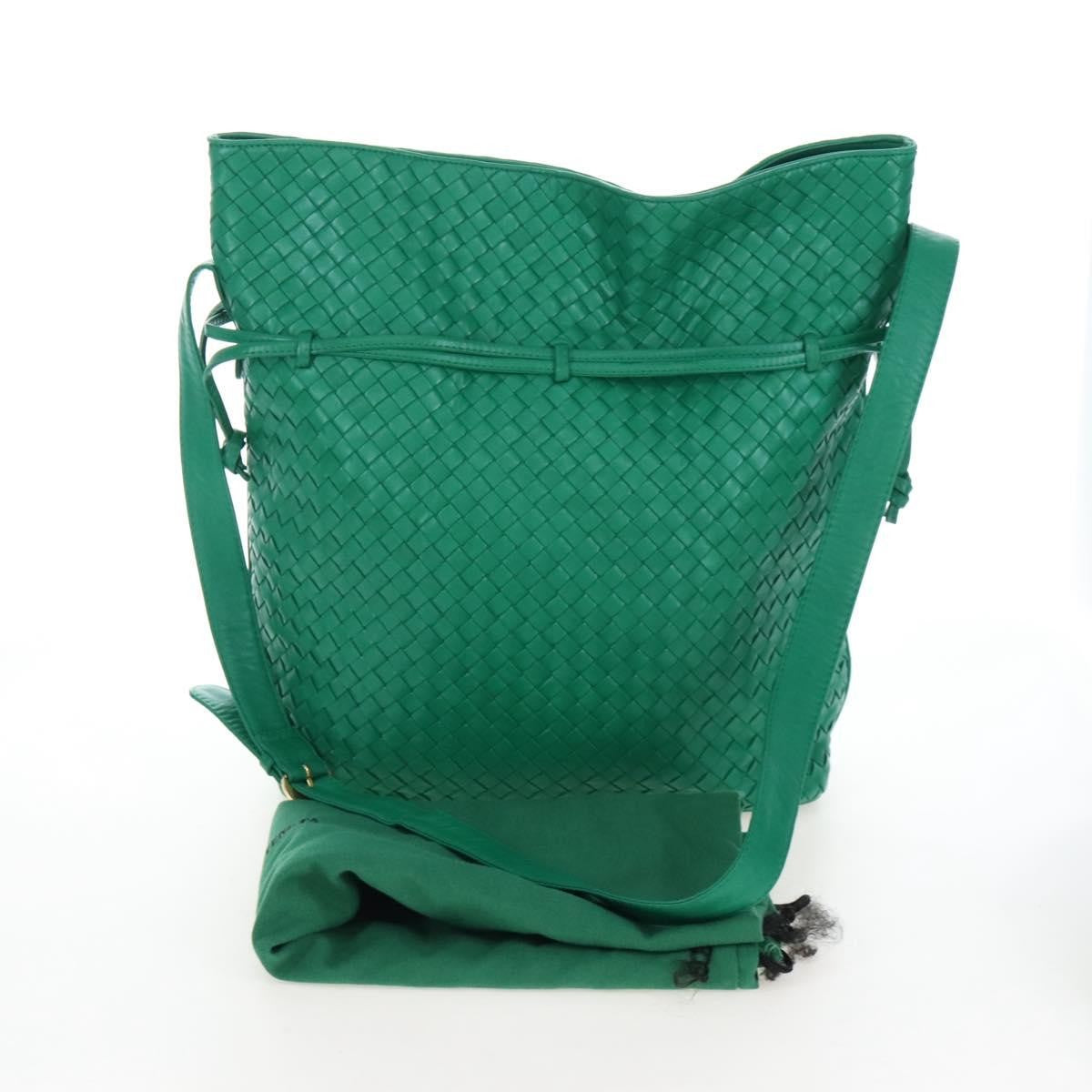 Bottega Veneta Intrecciato Shoulder Leather Green Leather Shoulder Bag Bag (Pre-Owned)