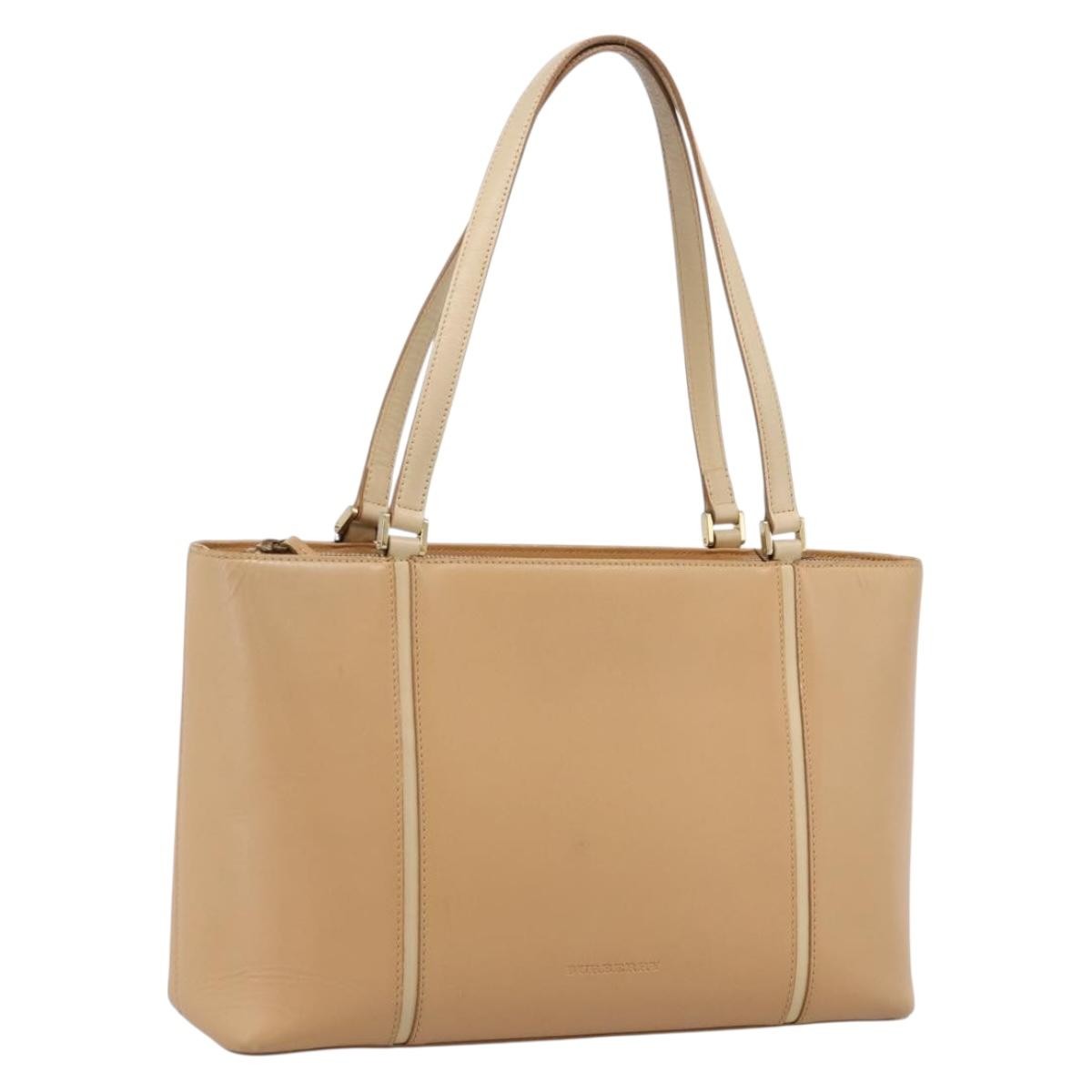 Burberry Handbag Leather Beige Leather Handbag (Pre-Owned)