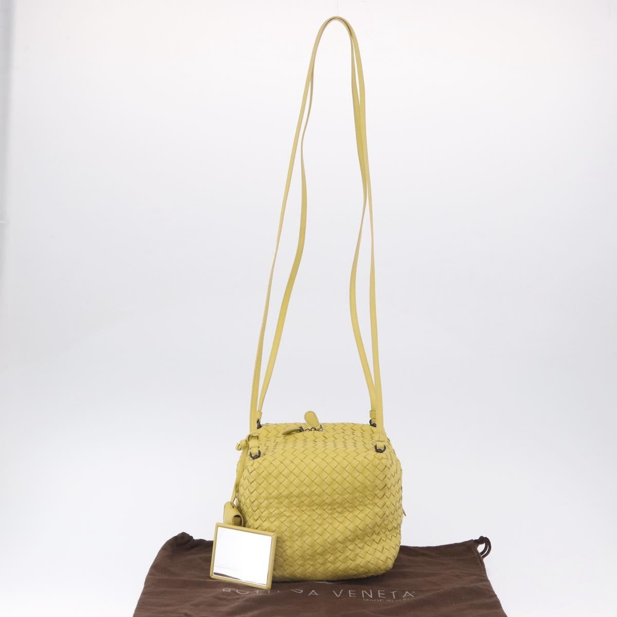 Bottega Veneta Zip Cube Messenger Intrecciato Nappa Yellow Leather Shoulder Bag Bag (Pre-Owned)