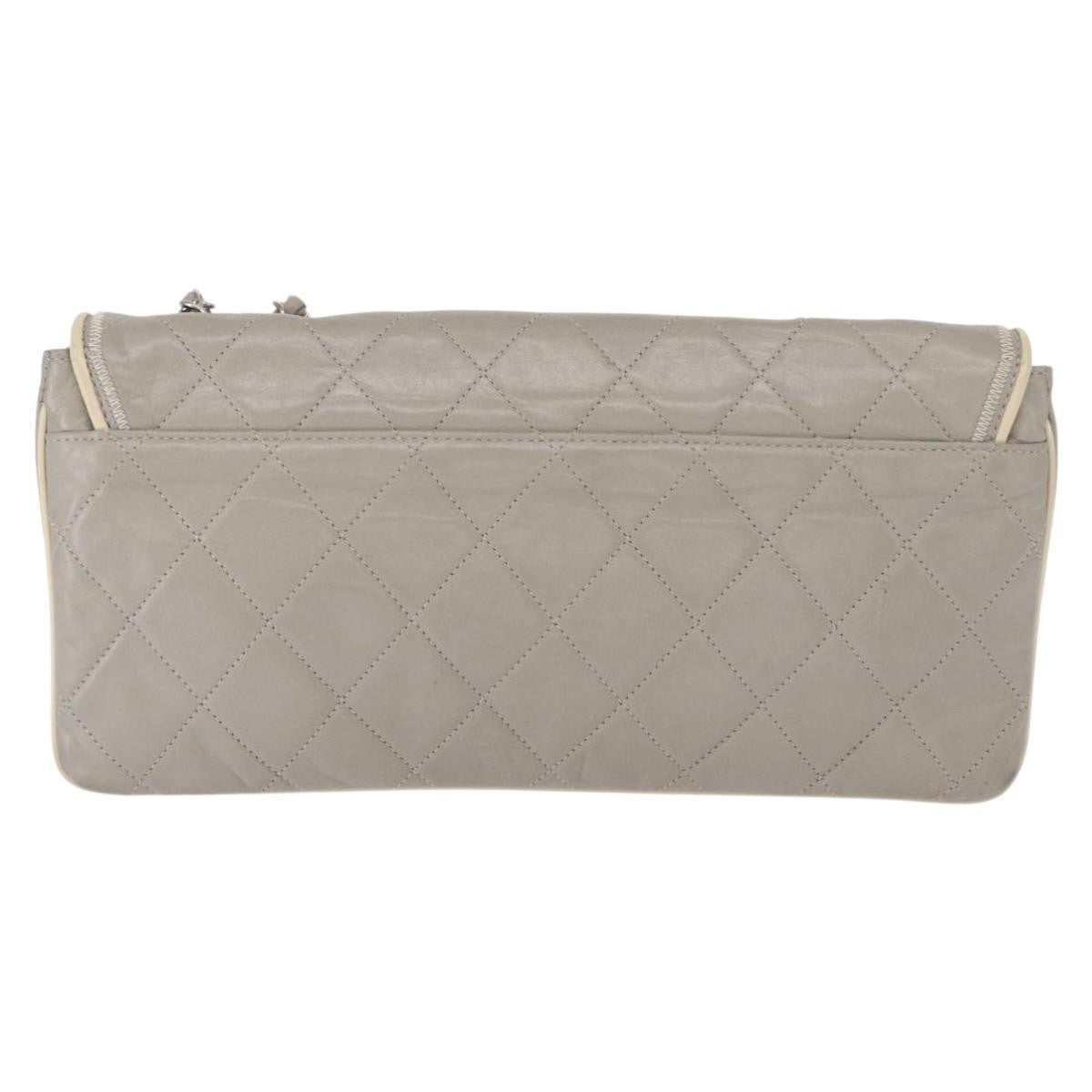 Chanel Mademoiselle Lock Flap Quilted Lambskin Gray Leather Shoulder Bag Bag (Pre-Owned)