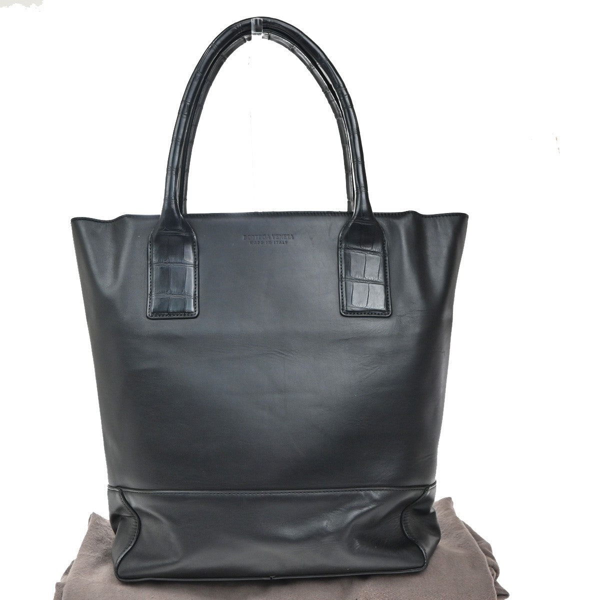 Bottega Veneta Open Tote Leather Black Leather Tote Bag Bag (Pre-Owned)