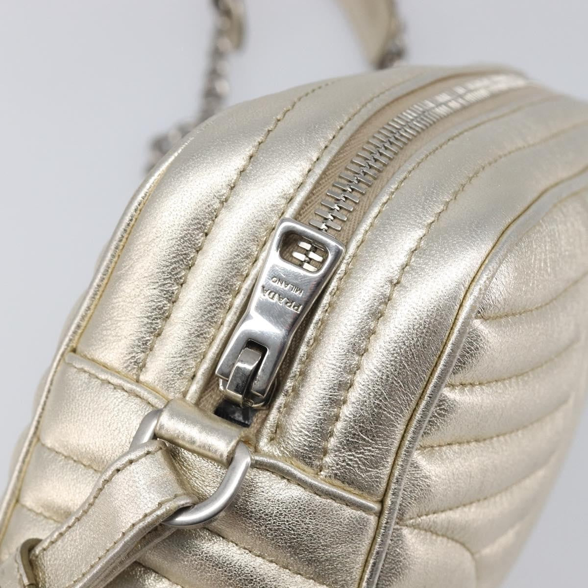 Prada Camera Diagramme Quilted Leather Metallic Leather Shoulder Bag Bag (Pre-Owned)