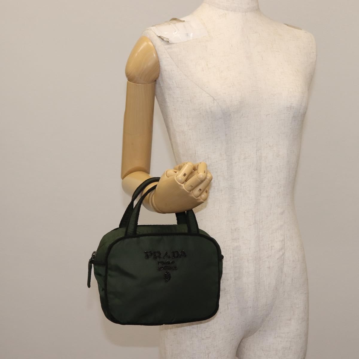 Prada Vintage Tessuto Khaki Nylon Handbag (Pre-Owned)