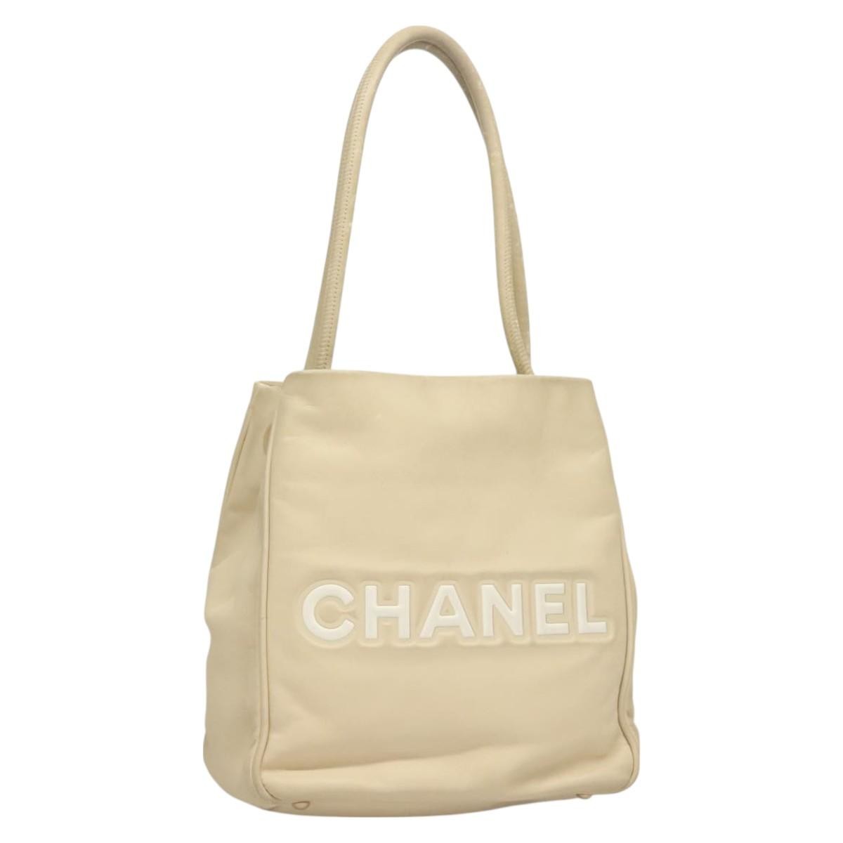 Chanel Camellia Tote Leather Beige Leather Tote Bag Bag (Pre-Owned)