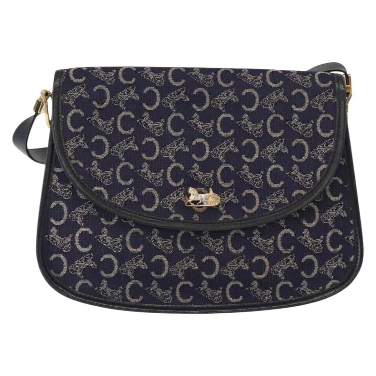 Celine C Sulky Canvas Navy Canvas Shoulder Bag Bag (Pre-Owned)