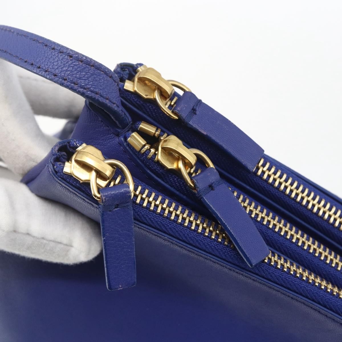 Celine Trio Leather Blue Leather Shoulder Bag Bag (Pre-Owned)