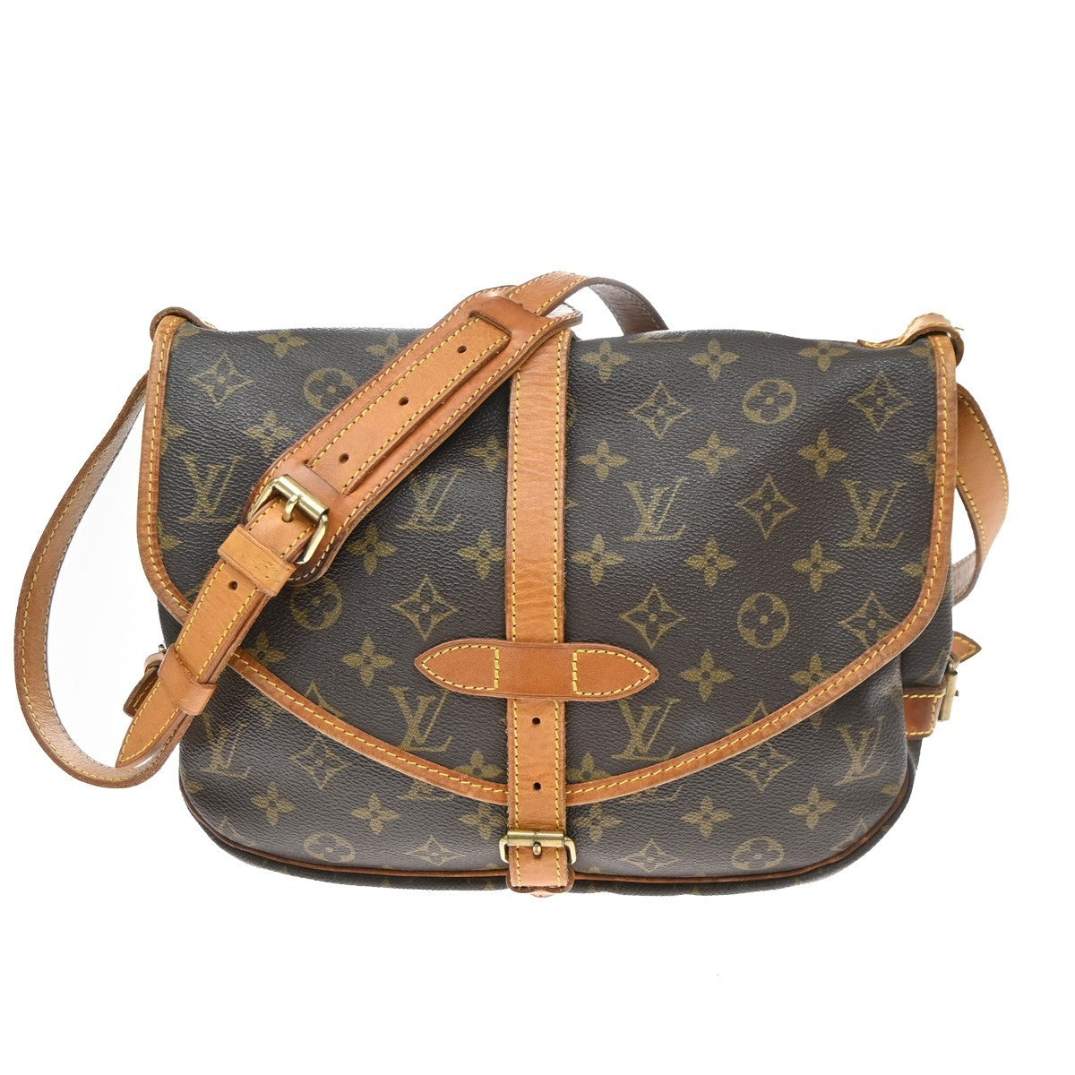Louis Vuitton Saumur Monogram Brown Canvas Shoulder Bag Bag (Pre-Owned)