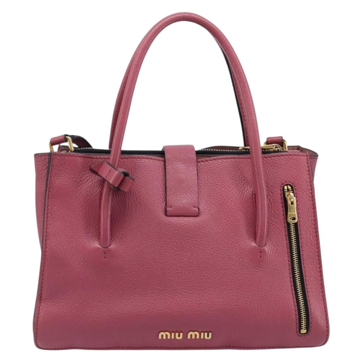 Miu Miu Madras Convertible Compartment Leather Pink Leather Tote Bag Bag (Pre-Owned)