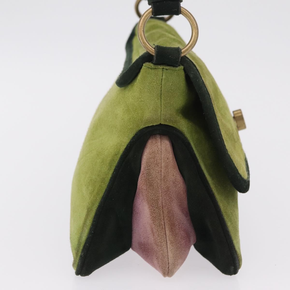 Miu Miu Vintage Flap Bag Suede Green Suede Handbag (Pre-Owned)