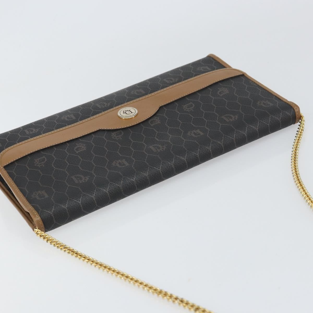 Christian Dior Vintage Honeycomb Chain Canvas Black Canvas Shoulder Bag Bag (Pre-Owned)