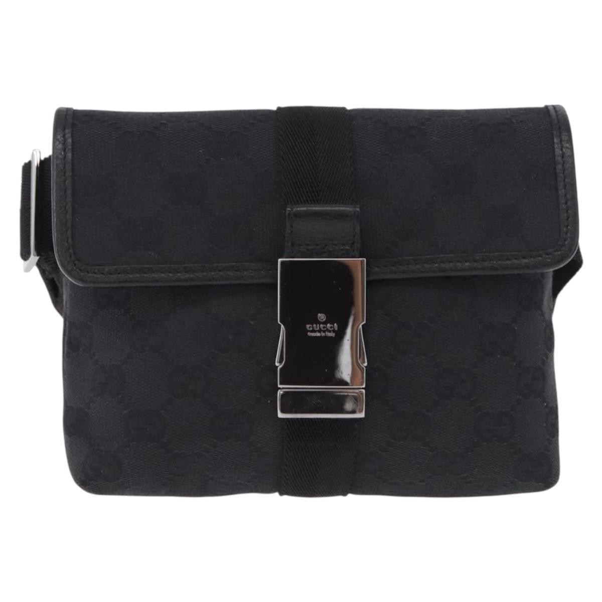 Gucci Buckle Waist Gg Canvas And Leather Black Canvas Clutche & Pouche Bag (Pre-Owned)