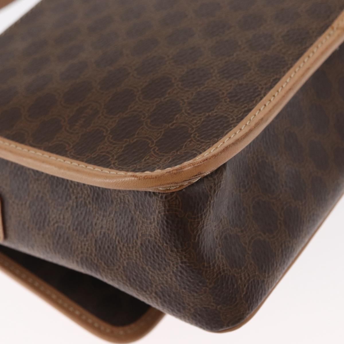 Celine Vintage Macadam Circle Logo Canvas And Leather Brown Canvas Shoulder Bag Bag (Pre-Owned)