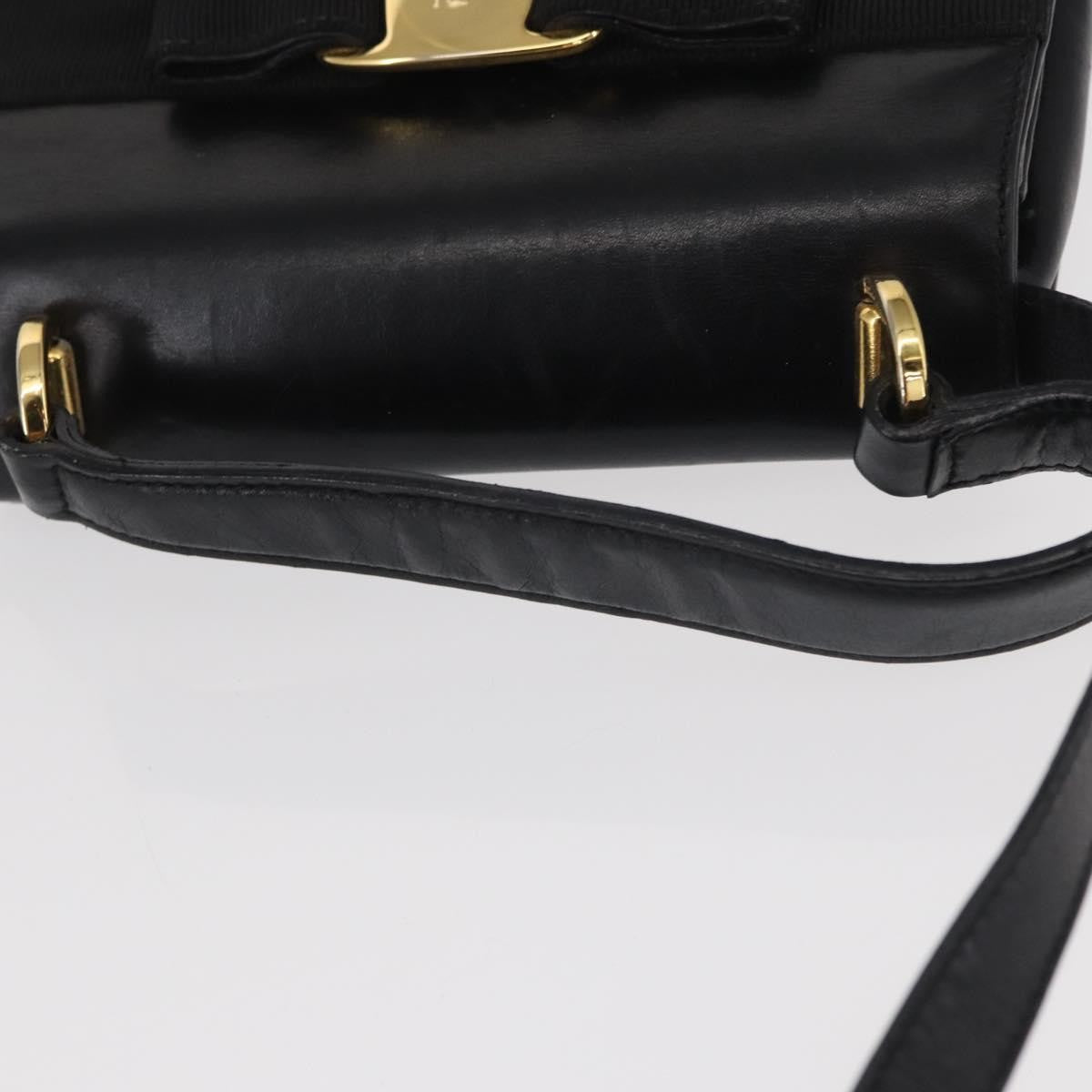 Salvatore Ferragamo Vintage Vara Bow Top Handle Leather Black Leather Handbag (Pre-Owned)