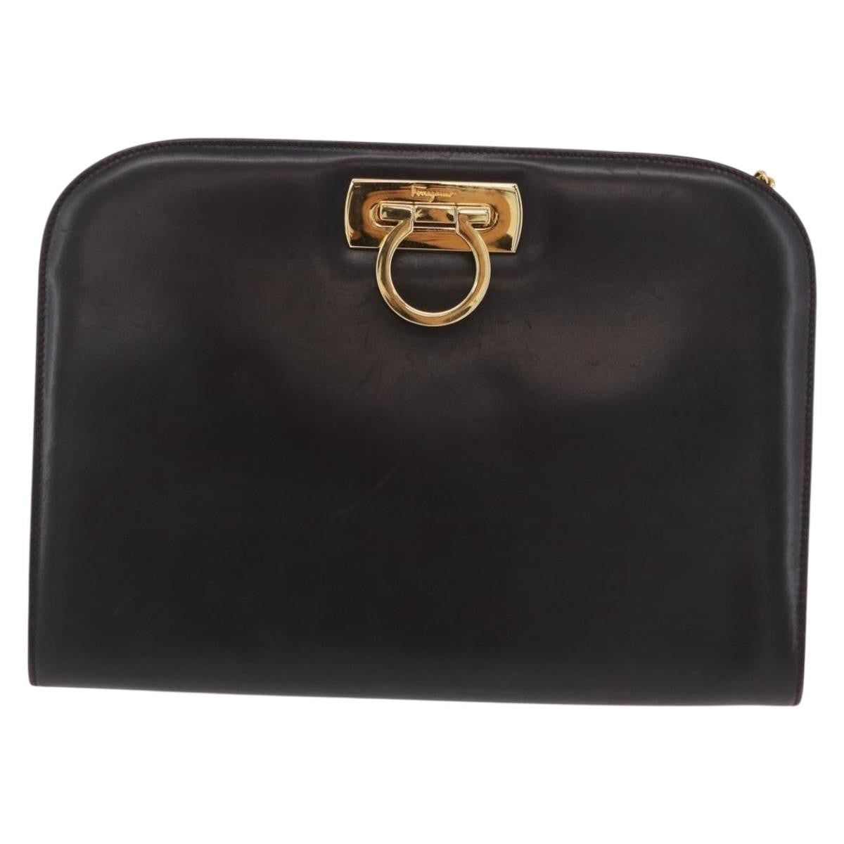 Salvatore Ferragamo Vintage Gancini Chain Leather Brown Leather Shoulder Bag Bag (Pre-Owned)