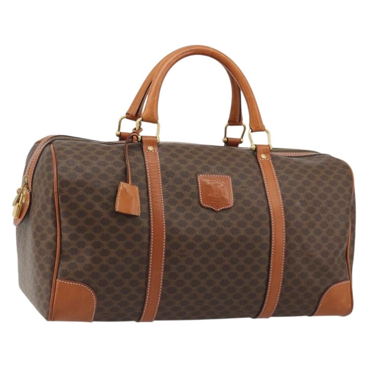 Celine Vintage Duffle Macadam Coated Canvas Brown Canvas Handbag (Pre-Owned)