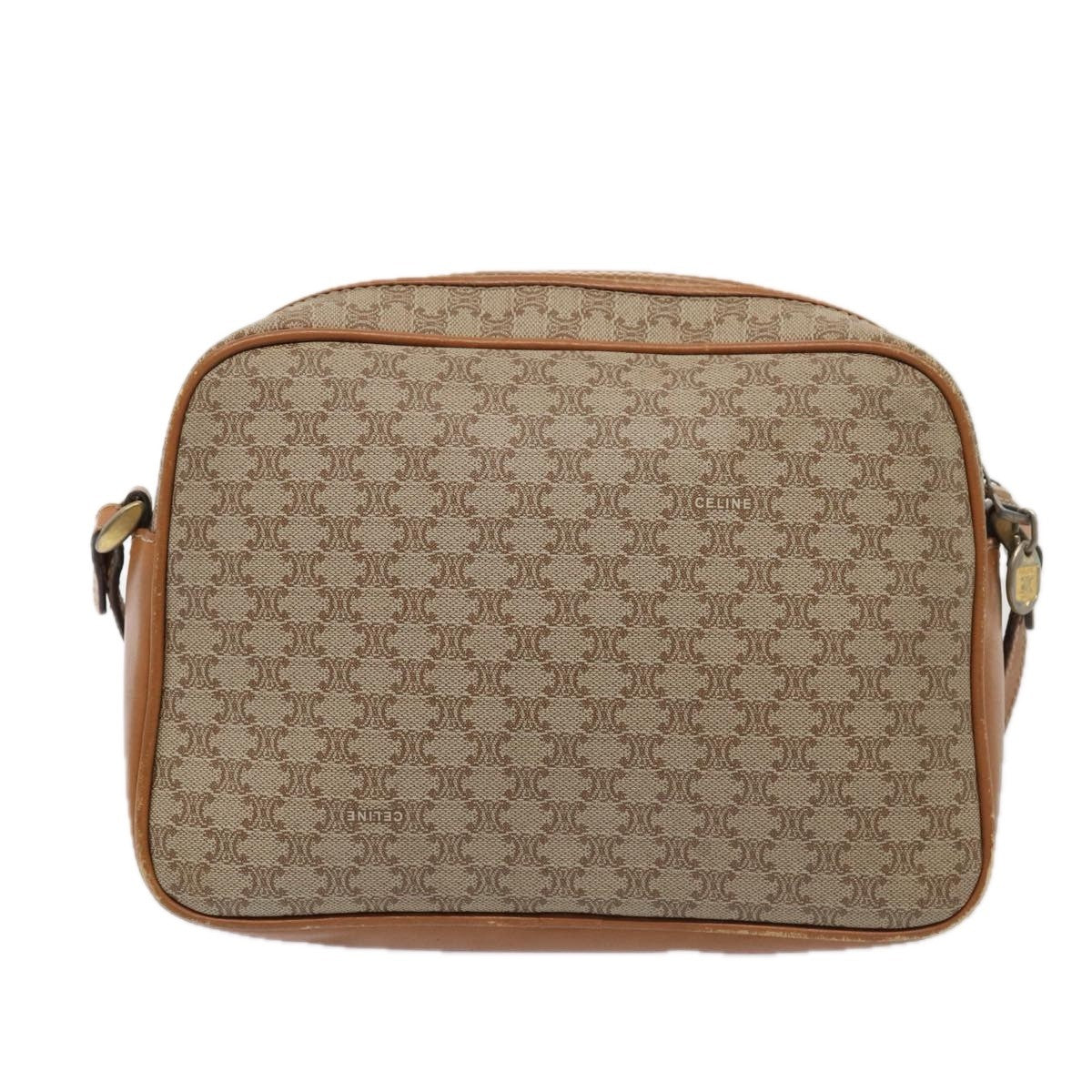 Celine Vintage Macadam Canvas And Leather Beige Canvas Shoulder Bag Bag (Pre-Owned)