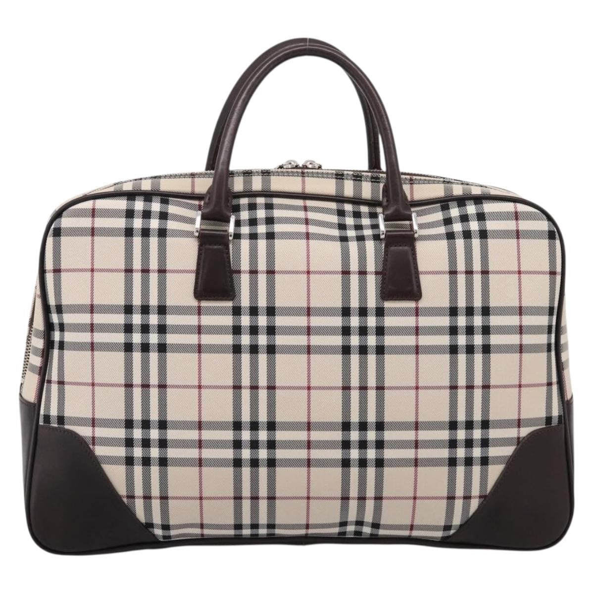Burberry Boston Nova Check Canvas Beige Nylon Handbag (Pre-Owned)