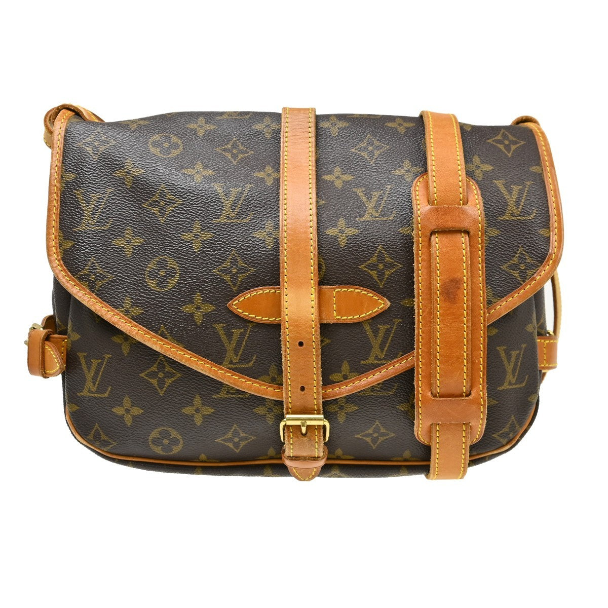 Louis Vuitton Saumur Monogram Brown Canvas Shoulder Bag Bag (Pre-Owned)