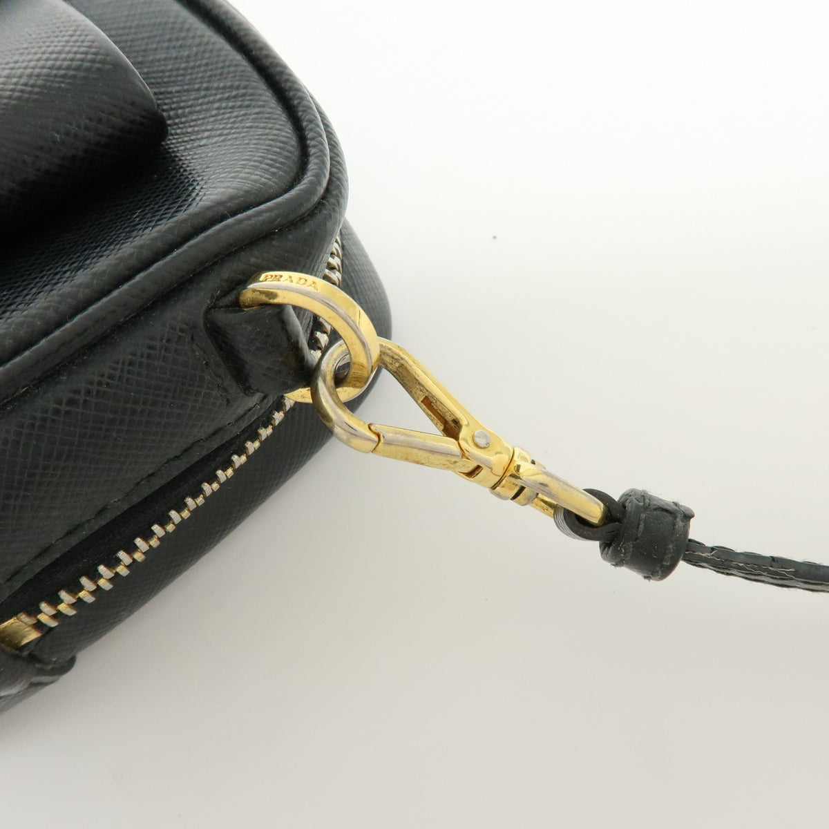 Prada Bow Camera Saffiano Leather Black Leather Crossbody Bag Bag (Pre-Owned)