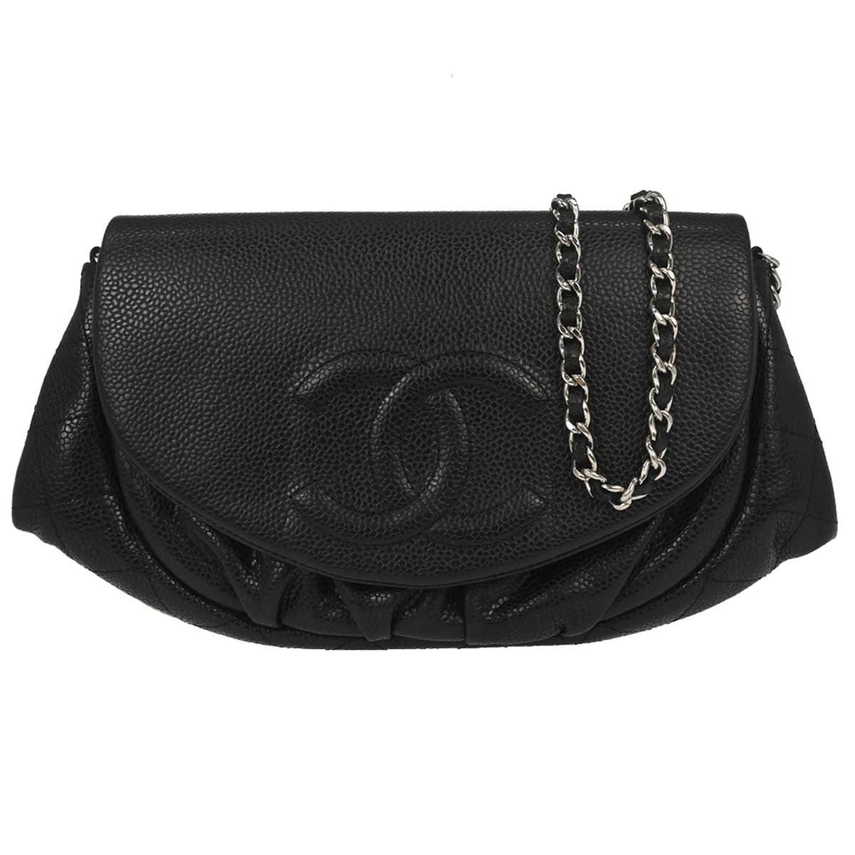 Chanel Half Moon Wallet On Chain Caviar Black Calfskin Clutche & Pouche Bag (Pre-Owned)