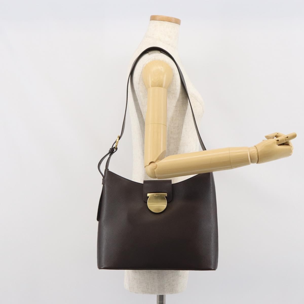 Salvatore Ferragamo Shoulder Bag Leather Brown Leather Shoulder Bag Bag (Pre-Owned)