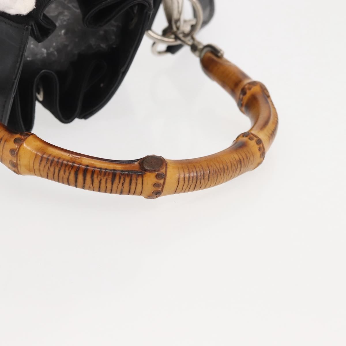 Gucci Vintage Bamboo Bucket Nylon And Leather Black Nylon Bag (Pre-Owned)