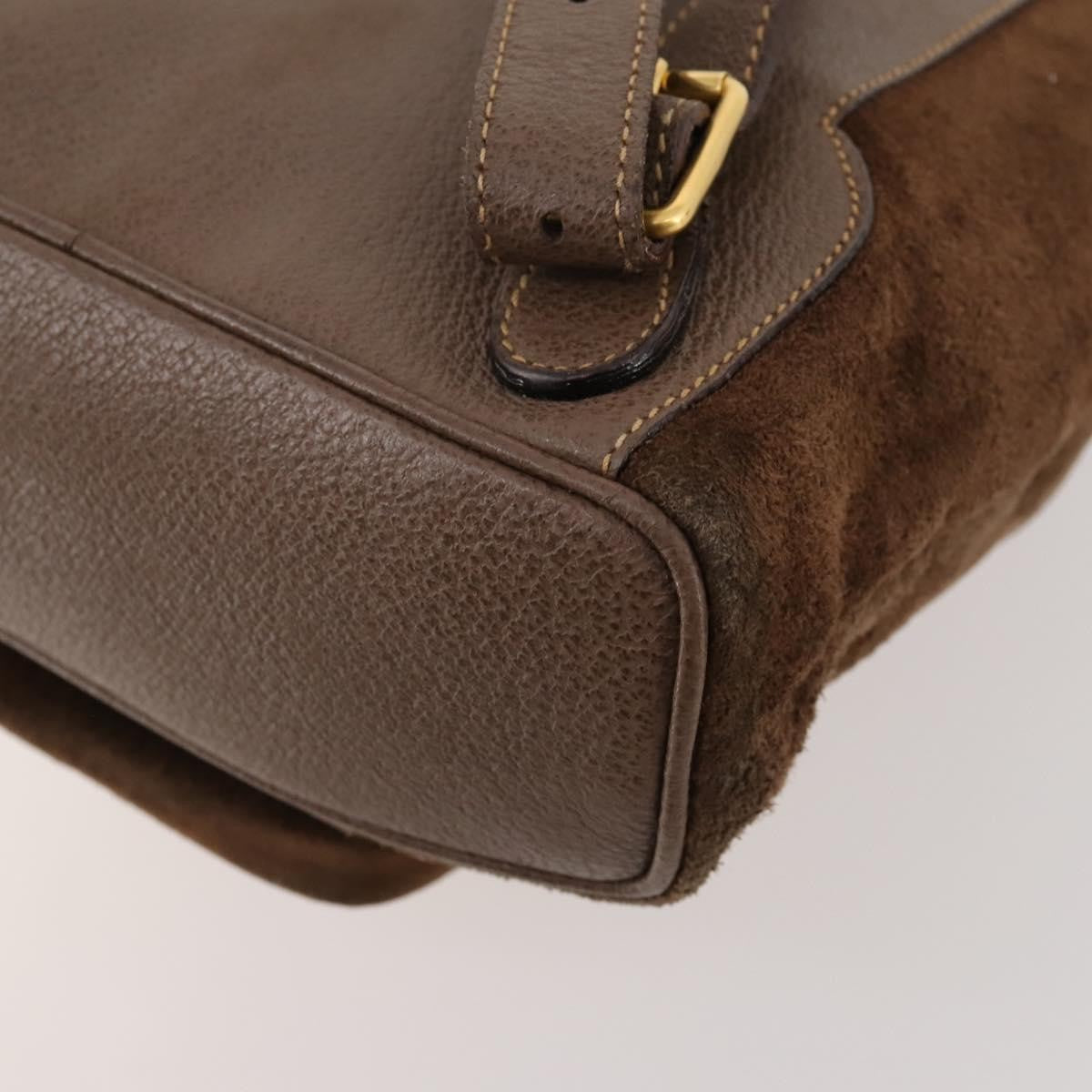 Gucci Gucci Bamboo Daim Brown Suede Backpack Bag (Pre-Owned)