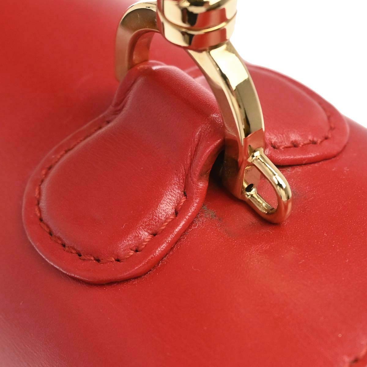 Gucci Vintage Convertible Bamboo Top Handle Leather Red Leather Handbag (Pre-Owned)