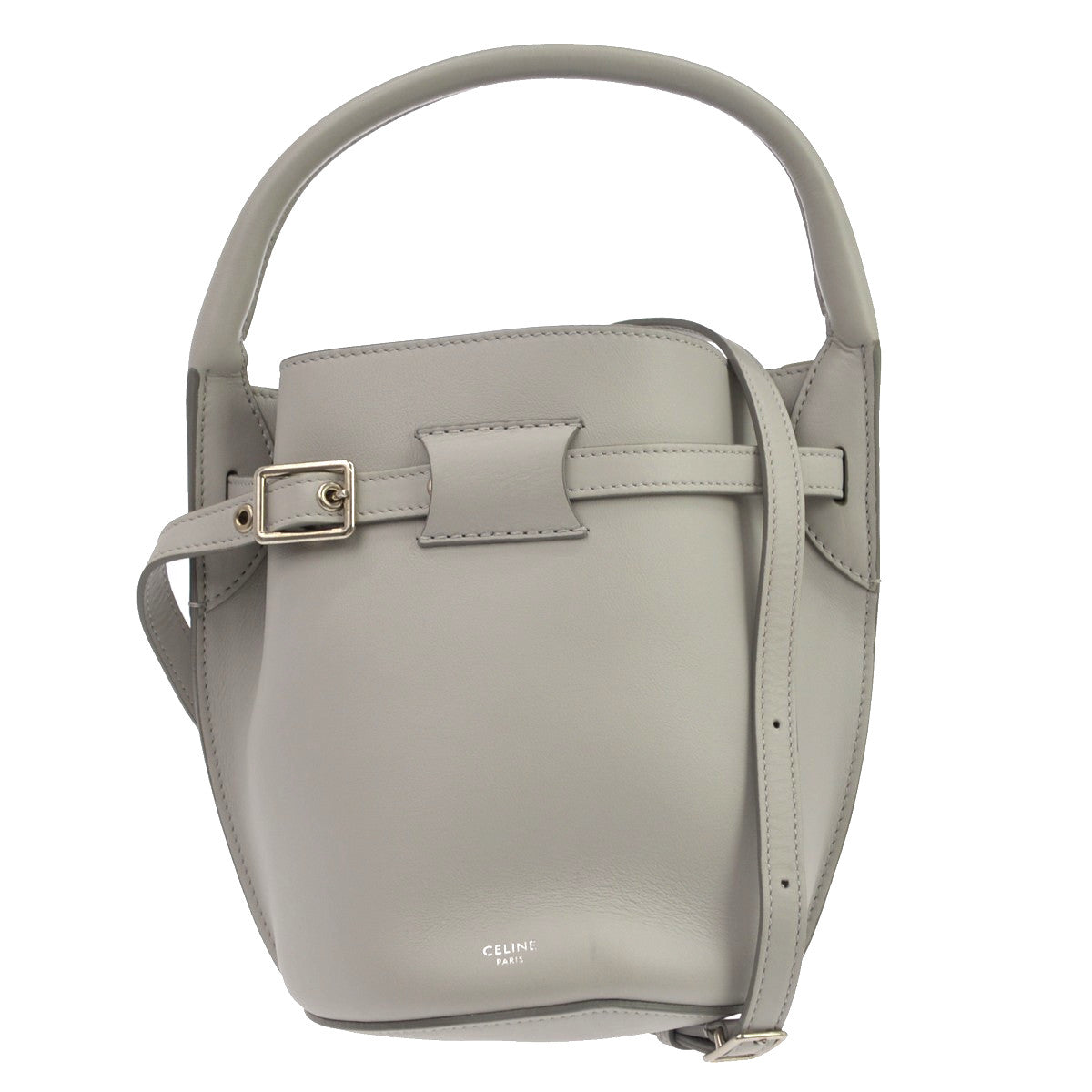 Celine Big Bag Bucket Leather Gray Leather Handbag (Pre-Owned)