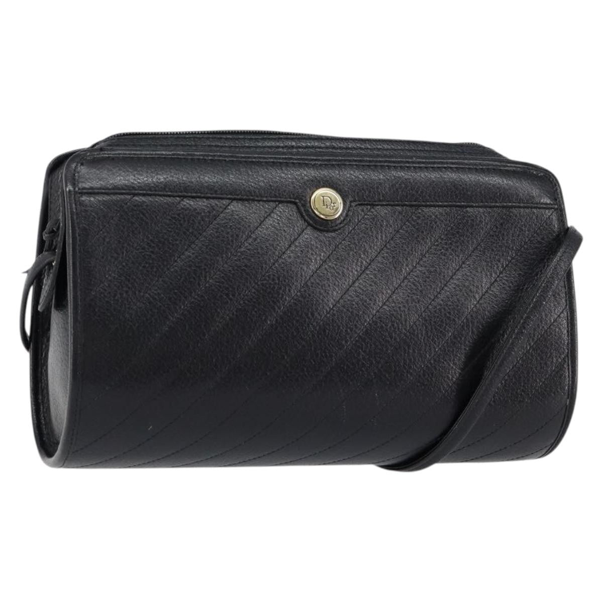 Christian Dior Vintage Leather Black Leather Shoulder Bag Bag (Pre-Owned)
