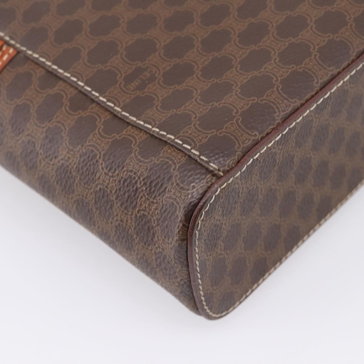 Celine Top Handle Vanity Box Triomphe Coated Canvas Brown Canvas Handbag (Pre-Owned)