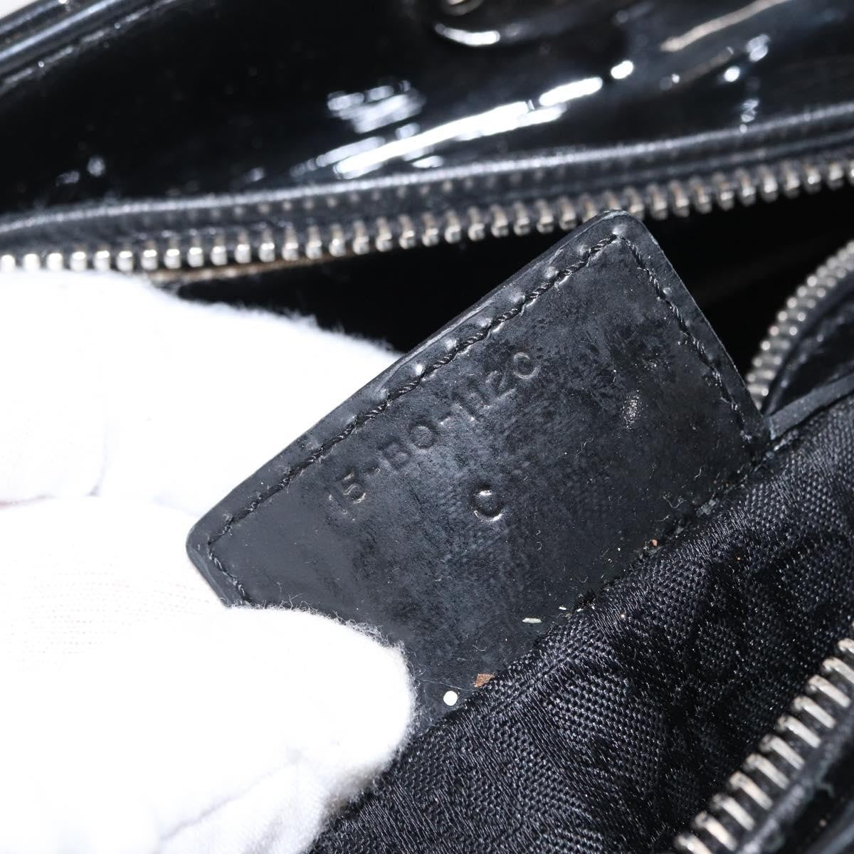 Christian Dior Lady Dior Cannage Stitch Patent Black Patent_Leather Handbag (Pre-Owned)