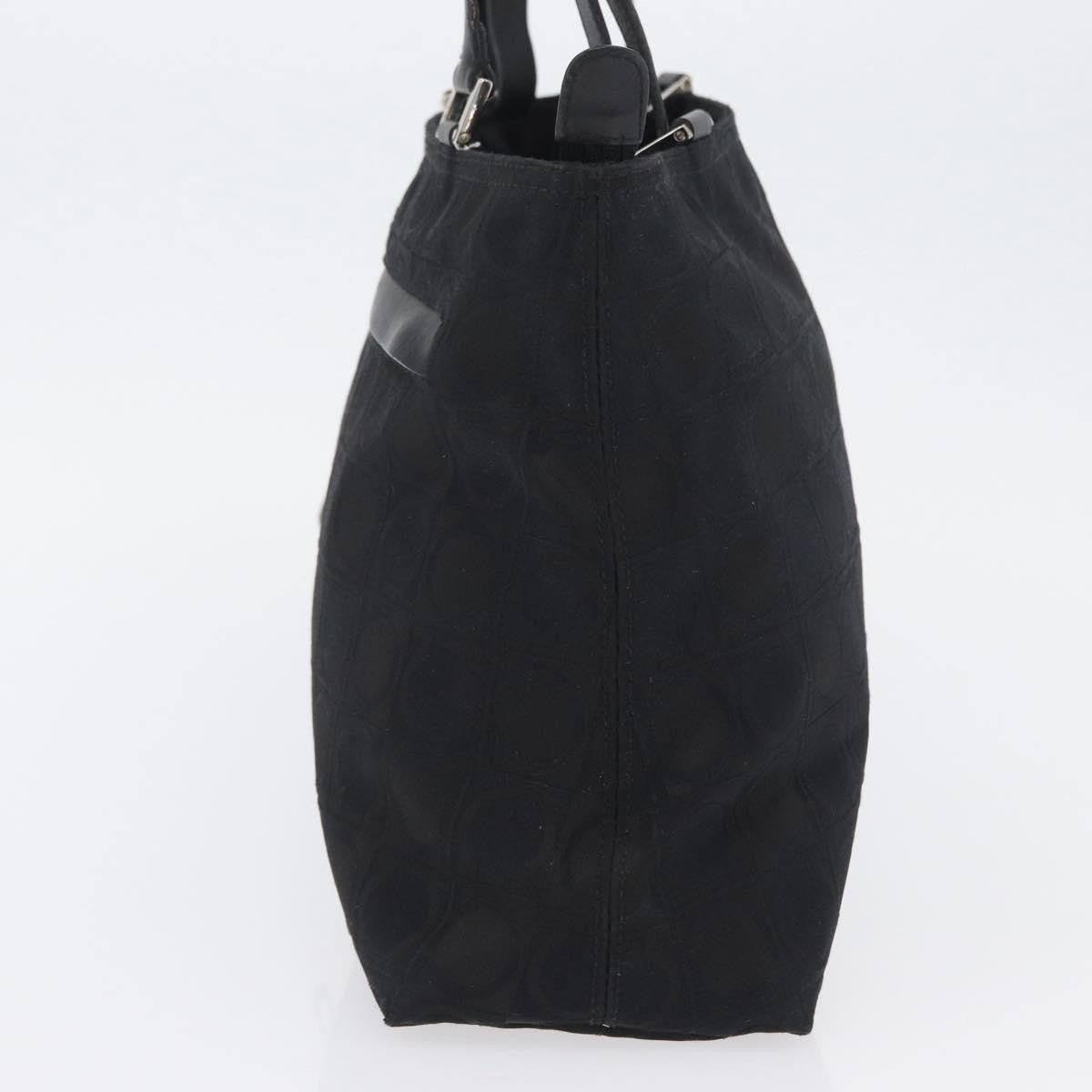 Salvatore Ferragamo Gancini Tote Gancini Canvas Black Canvas Tote Bag Bag (Pre-Owned)